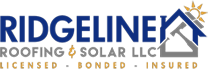 Ridgeline Roofing and Solar. Licensed • Bonded • Insured Logo 200px wide