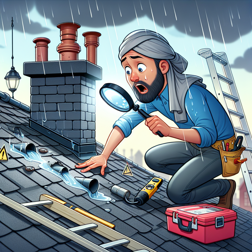 An artistic rendition of the title: Inspect roof penetrations for leaks.