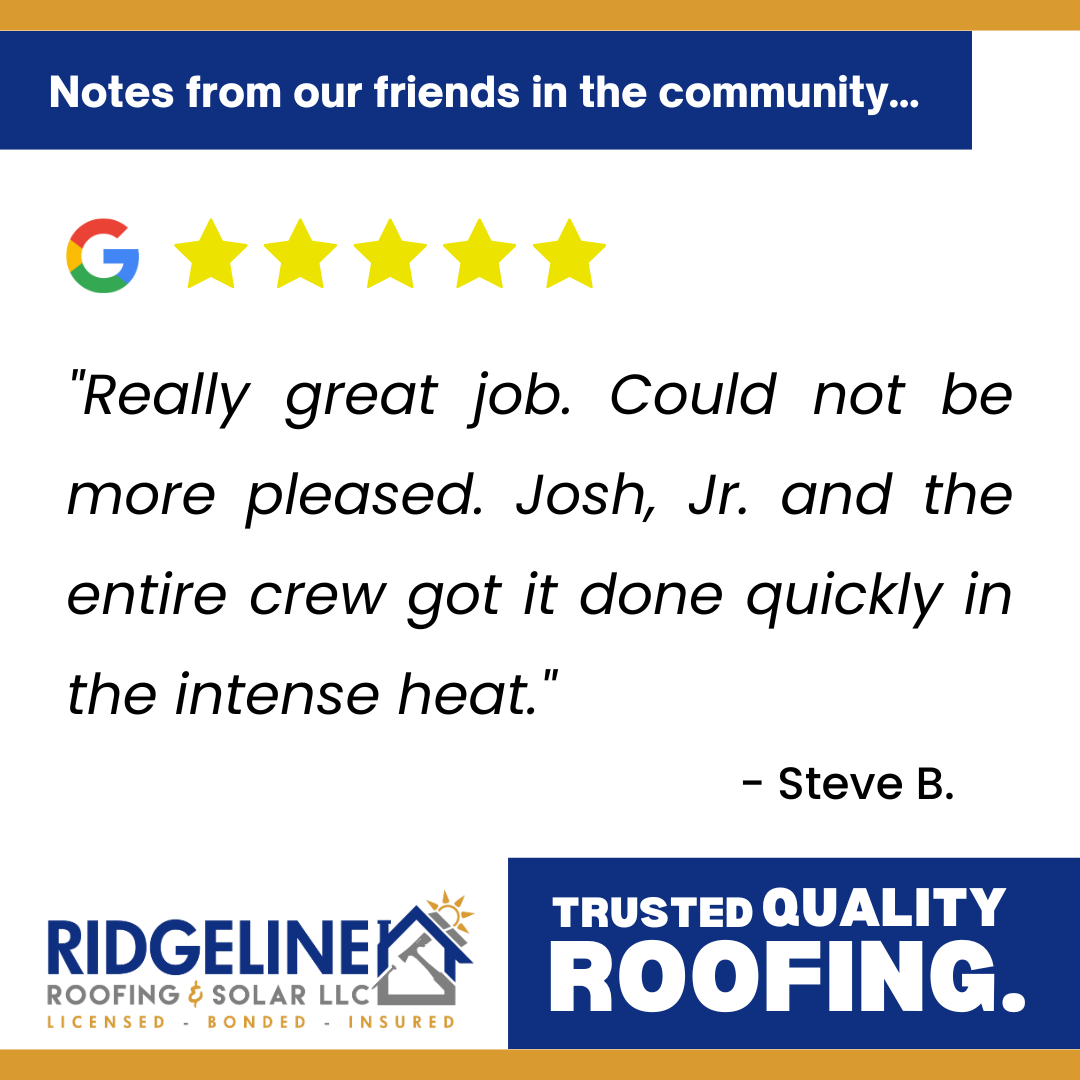 <!-- wp:paragraph -->
<p>Really Great job. Could not more pleased. Josh, Jr, and the entire crew got it done quickly in the intense heat. I was very impressed with the quality and workmanship and the communications before an after the job. 5 stars!!!!!</p>
<!-- /wp:paragraph -->