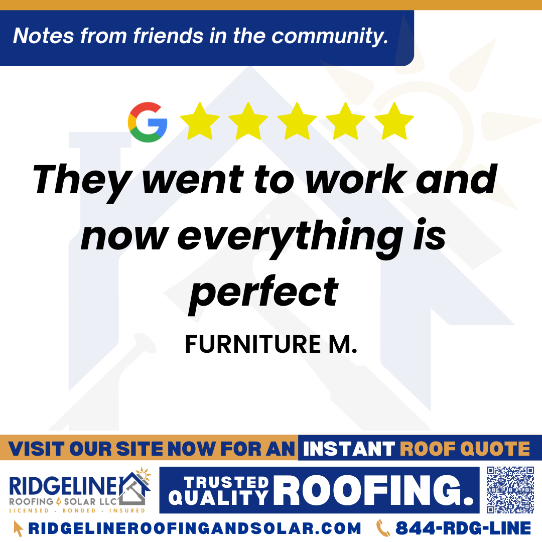 They went to work and now everything is perfect. – FURNITURE M. <h3>Customer Review</h3>
<em>We have been so pleased with all the repairs and new installations that Ridgeline Roofing has done for us. Our building was empty for 6 years so it needed some help. Tim and his crew came in and assessed everything, gave us a project quote that was reasonable! They went to work and now everything is perfect. The awning on the store is our favorite. Quality job!
We highly recommend them!
Furniture And More Joplin</em>
- FURNITURE M.
<h3>From Team Ridgeline:</h3>
<em>We're thrilled to hear about your satisfaction with the repairs and new installations by Ridgeline Roofing! Providing quality workmanship and restoring your building to perfection is our goal. Thank you for your recommendation, and we're here for any future roofing needs you may have!</em>