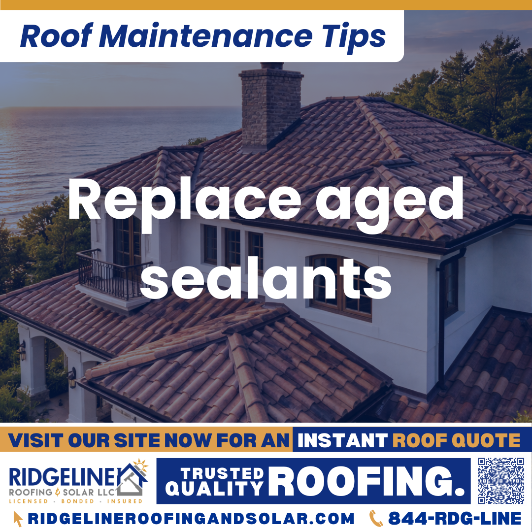 Ridgeline Roofing and Solar Roof Maintenance Tip for Homeowners: Replace aged sealants