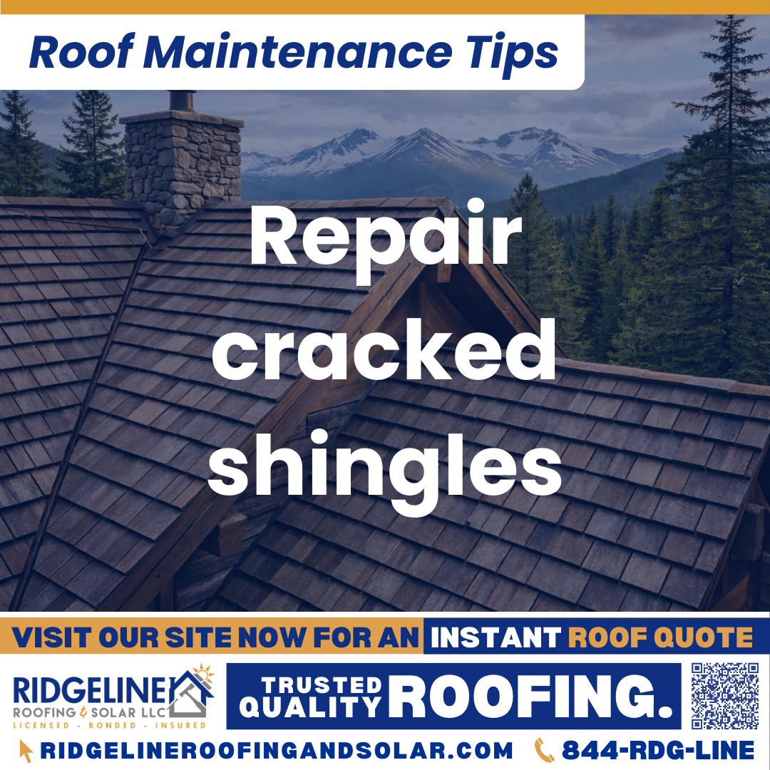 Ridgeline Roofing and Solar Roof Maintenance Tip for Homeowners: Repair cracked shingles