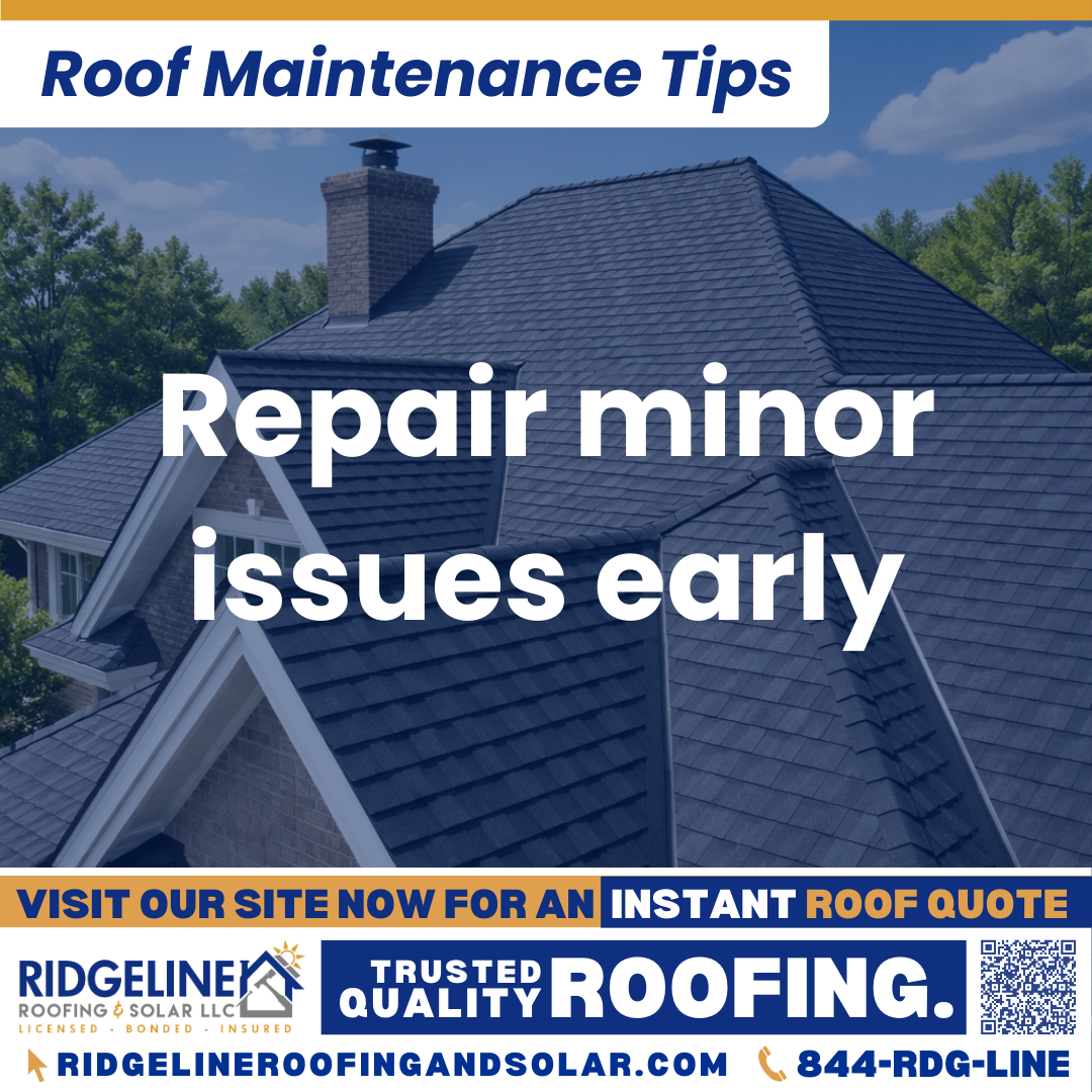 Ridgeline Roofing and Solar Roof Maintenance Tip for Homeowners: Repair minor issues early