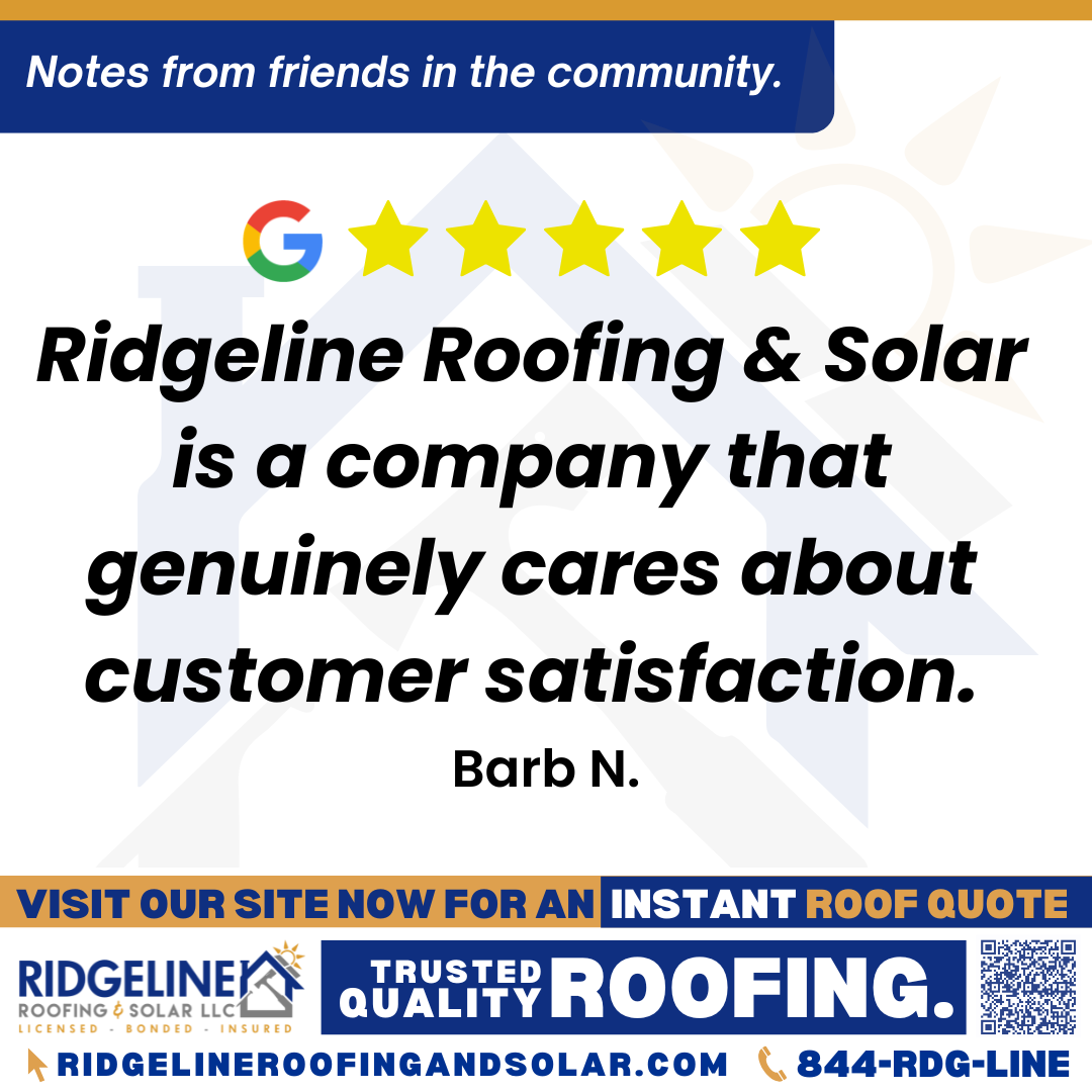 <h3>Customer Review</h3>
<em>Reasonable price · $10,000–12,000 There’s a reason the Ridgeline Roofing & Solar Team consistently gets 5.0 Star Reviews. It’s because they earn them. Project Foreman: Gage Fair. He was always professional, knowledgable & courteous. He encouraged questions during the entire roofing project. He never failed to address any concerns I had on a timely basis. Gage went above & beyond expectations in every aspect of his job. Ridgeline Roofing & Solar is a company that genuinely cares about customer satisfaction. I would recommend that team to anyone. Call them for a free estimate & for any of your roofing needs. Find out for yourself what sets this Company ‘s Team apart from the rest. Services Gutter installation, Roof inspection, Roof installation</em>

- Barb N.

&nbsp;
<h3>From Team Ridgeline:</h3>
<em>Thank you so much, Barb! We’re thrilled to hear Gage Fair provided professional, attentive service and went above and beyond throughout your roofing project. Your recommendation means a lot, and we’re proud to deliver roofing services that truly focus on customer satisfaction!</em>