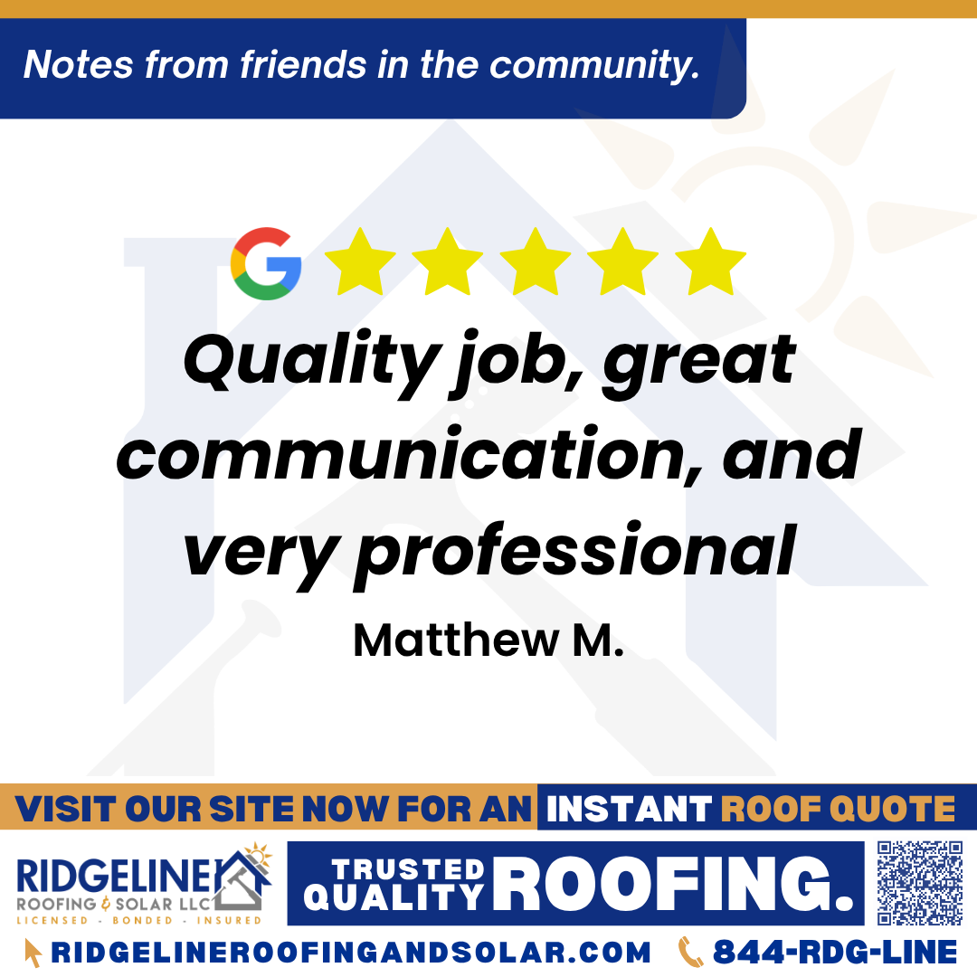 Quality job, great communication, and very professional. – Matthew M. <h3>Customer Review</h3>
<em>Great working with them! Quality job, great communication, and very professional. I would use them again.</em>
- Matthew M.
<h3>From Team Ridgeline:</h3>
<em>We're delighted to hear that you had a positive experience working with us! Providing quality work, clear communication, and professionalism are our top priorities. Thank you for your feedback, and we'd be honored to work with you again in the future!</em>