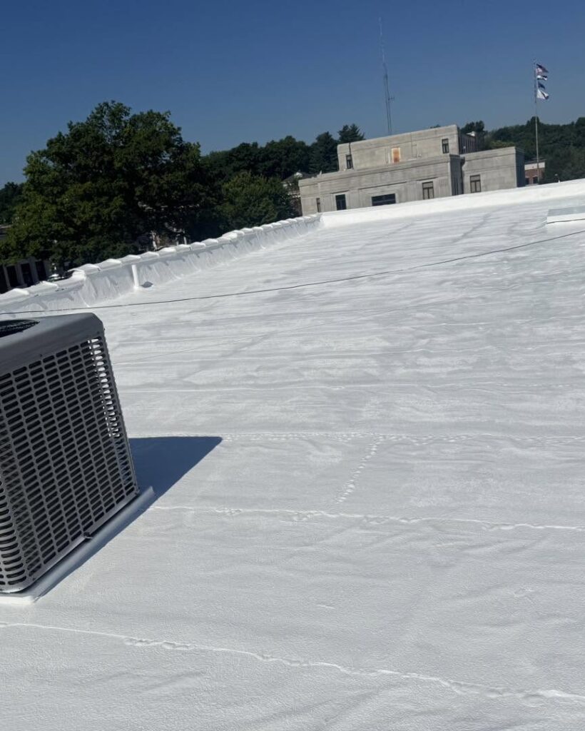 A after look at a commercial roof in Neosho right before adding Polyglass Silicone