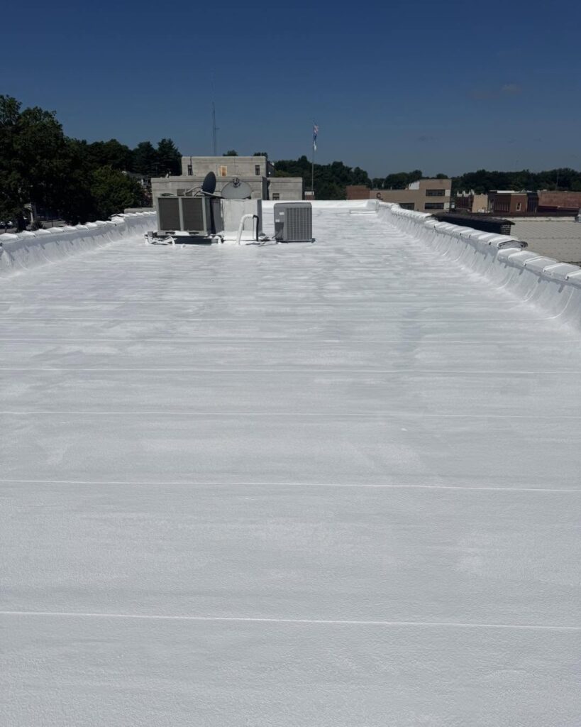 A after look at a commercial roof in Neosho right before adding Polyglass Silicone