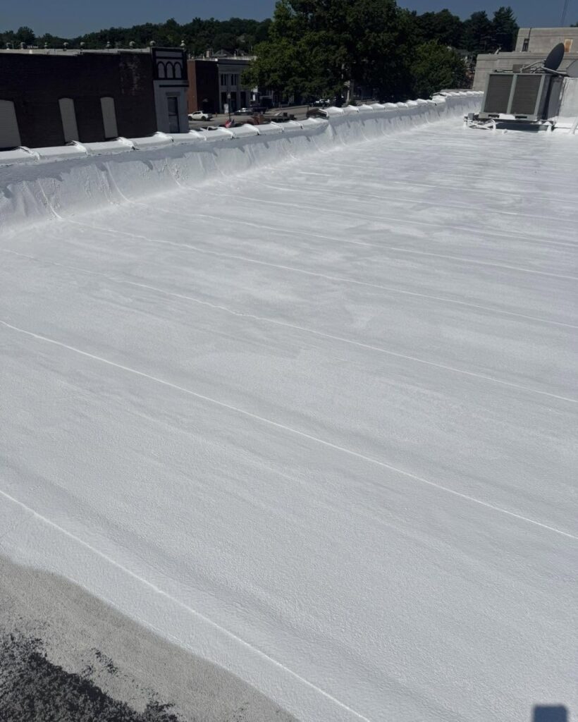 A after look at a commercial roof in Neosho right before adding Polyglass Silicone
