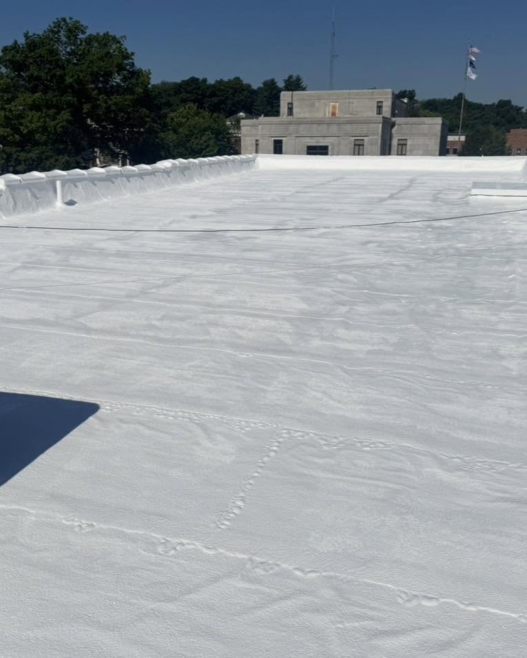 A after look at a commercial roof in Neosho right before adding Polyglass Silicone