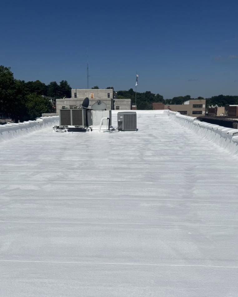 A after look at a commercial roof in Neosho right before adding Polyglass Silicone